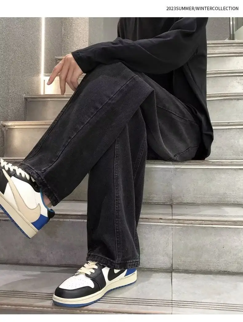 Men's Wide Leg Straight Cut Jeans 2024 Spring Autumn — feature 10