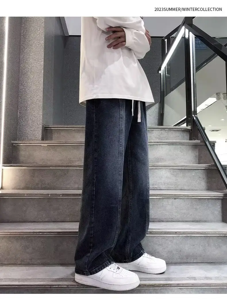 Men's Wide Leg Straight Cut Jeans 2024 Spring Autumn — feature 12