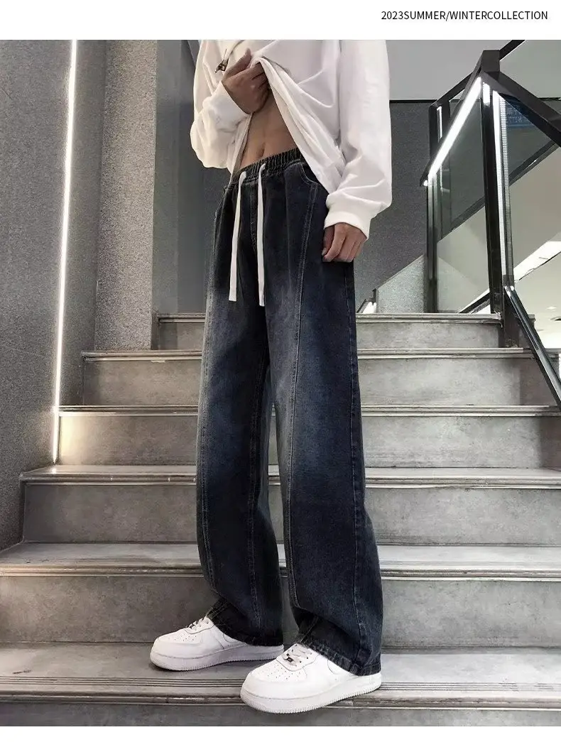 Men's Wide Leg Straight Cut Jeans 2024 Spring Autumn — feature 13