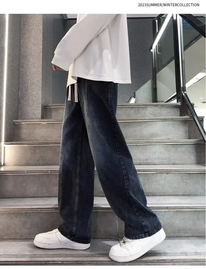 Men's Wide Leg Straight Cut Jeans 2024 Spring Autumn — feature 14