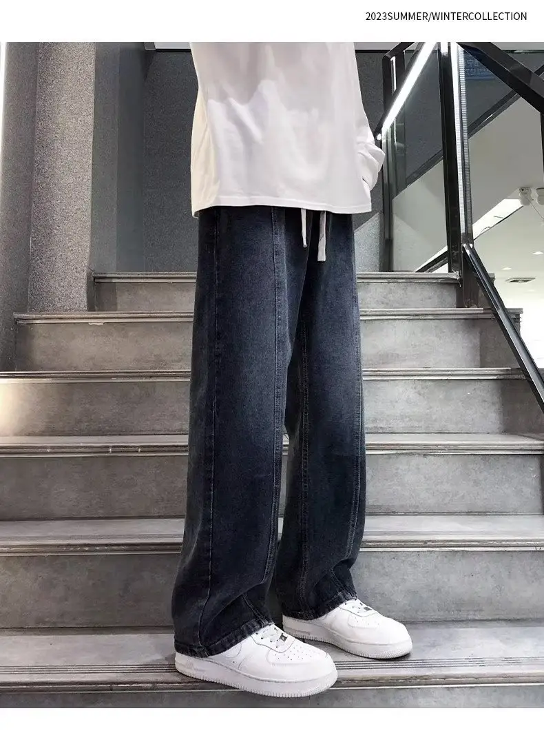 Men's Wide Leg Straight Cut Jeans 2024 Spring Autumn — feature 15