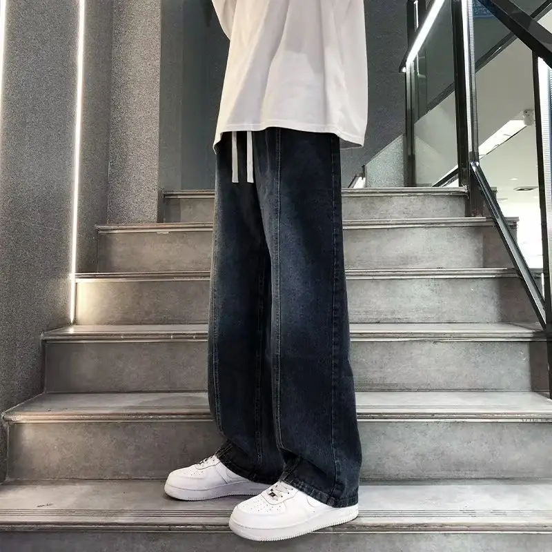 Men's Wide Leg Straight Cut Jeans 2024 Spring Autumn — feature 19