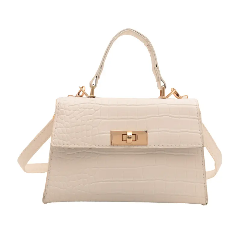Trendy White Croc Texture Shoulder Bag for Women - Image 9