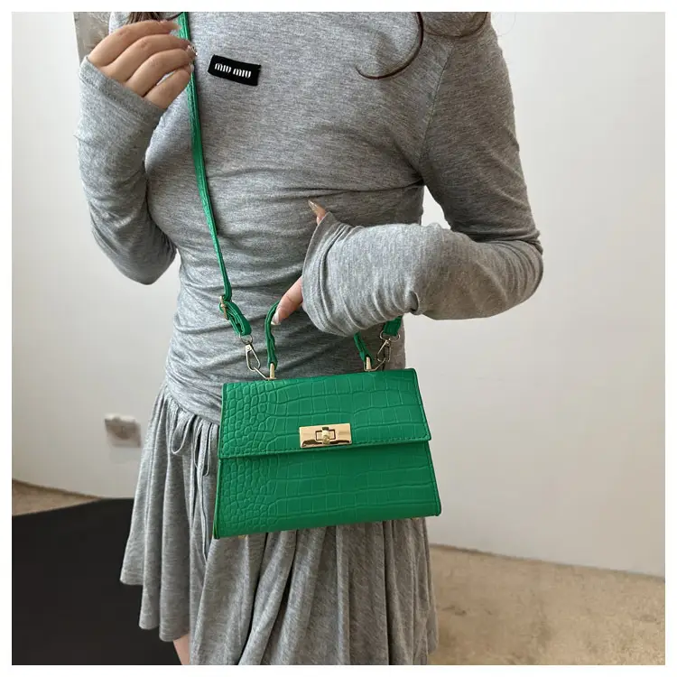 Trendy White Croc Texture Shoulder Bag for Women — feature 13