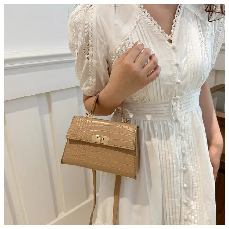 Trendy White Croc Texture Shoulder Bag for Women — feature 14