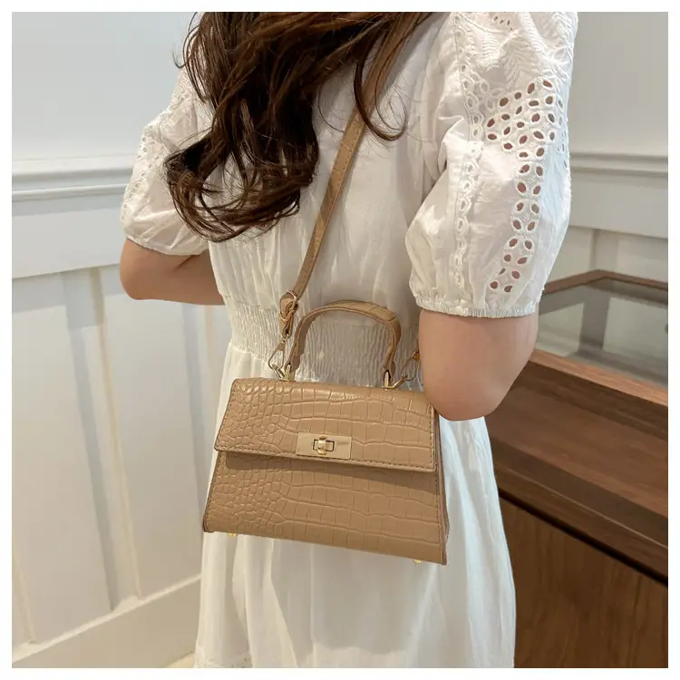 Trendy White Croc Texture Shoulder Bag for Women — feature 15