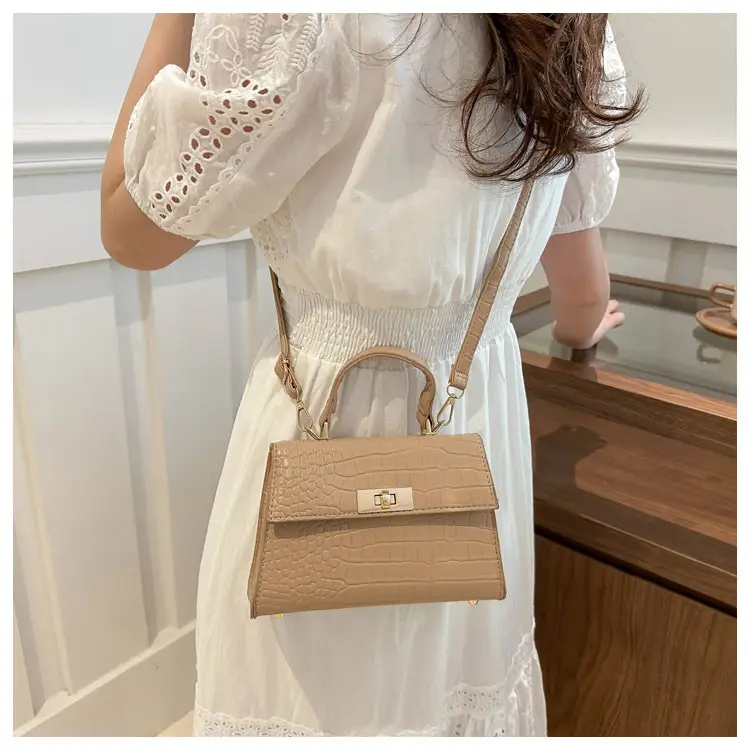 Trendy White Croc Texture Shoulder Bag for Women — feature 16