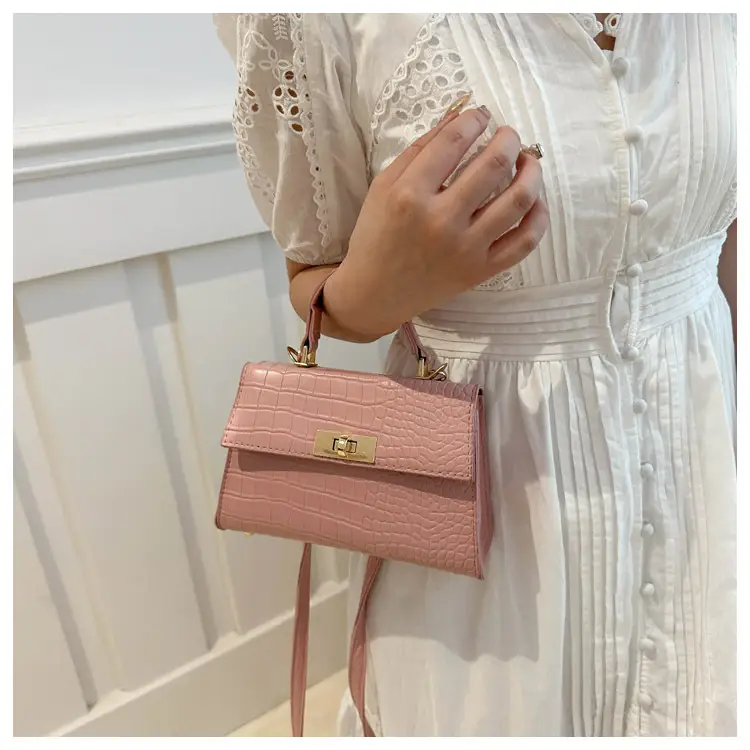 Trendy White Croc Texture Shoulder Bag for Women — feature 17