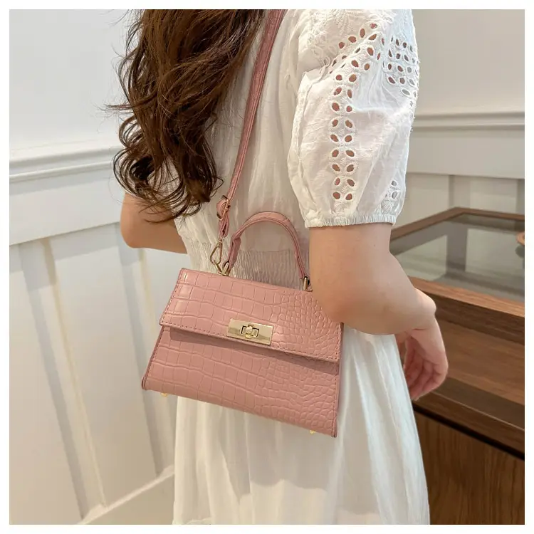 Trendy White Croc Texture Shoulder Bag for Women — feature 18