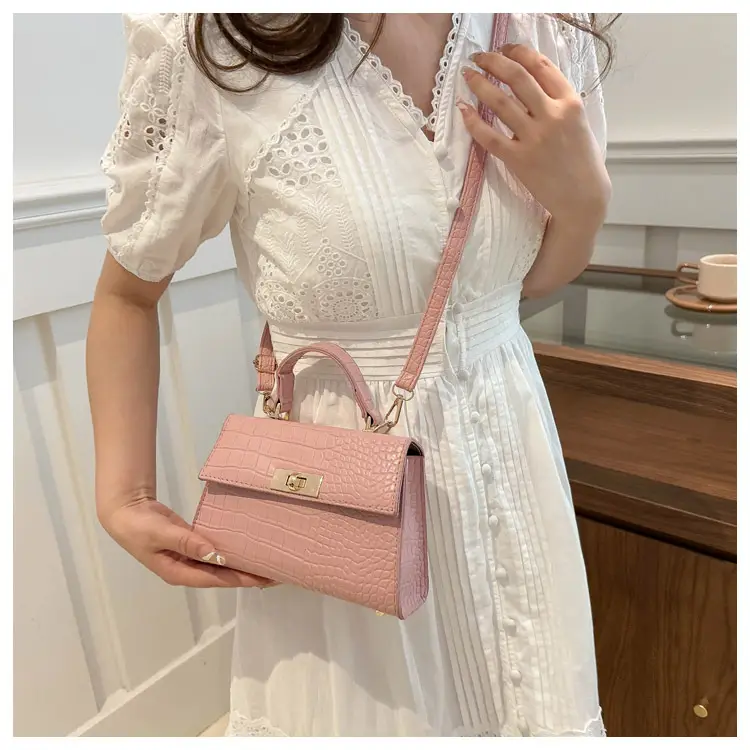 Trendy White Croc Texture Shoulder Bag for Women — feature 19