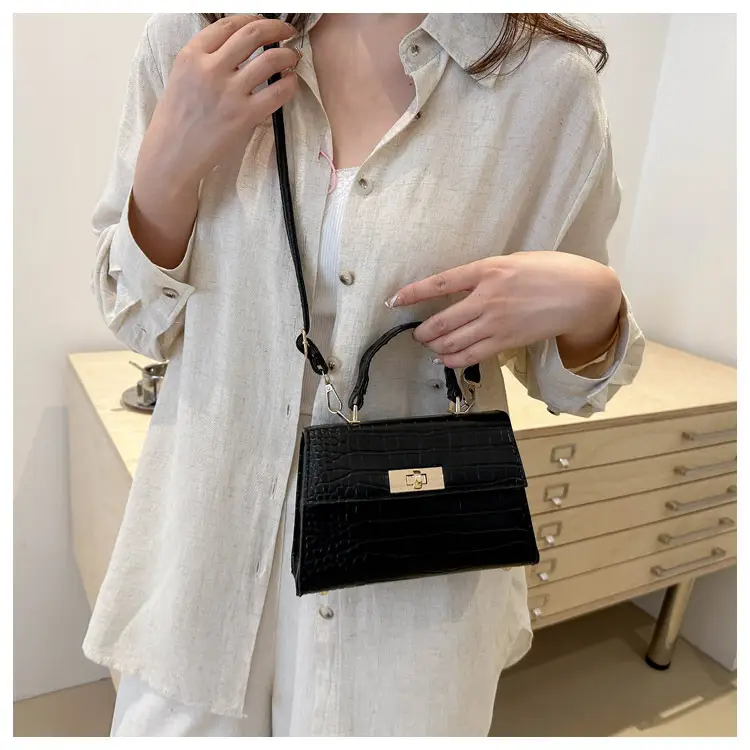 Trendy White Croc Texture Shoulder Bag for Women — feature 20