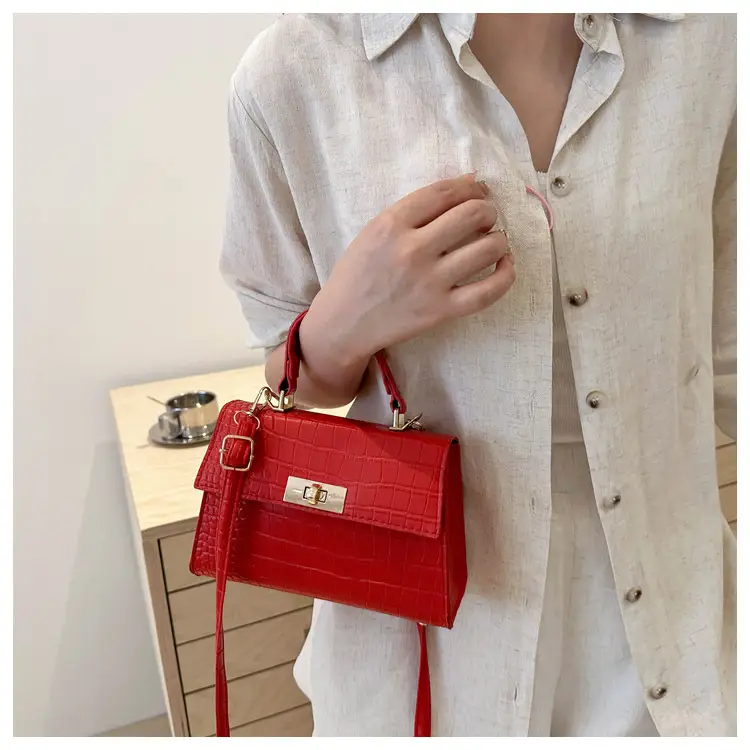 Trendy White Croc Texture Shoulder Bag for Women — feature 23