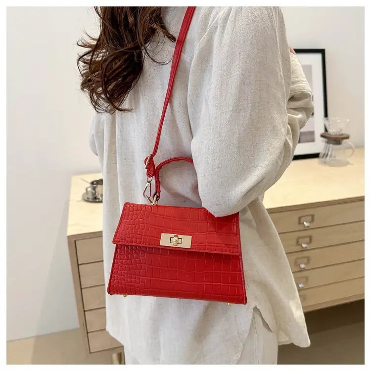Trendy White Croc Texture Shoulder Bag for Women — feature 24