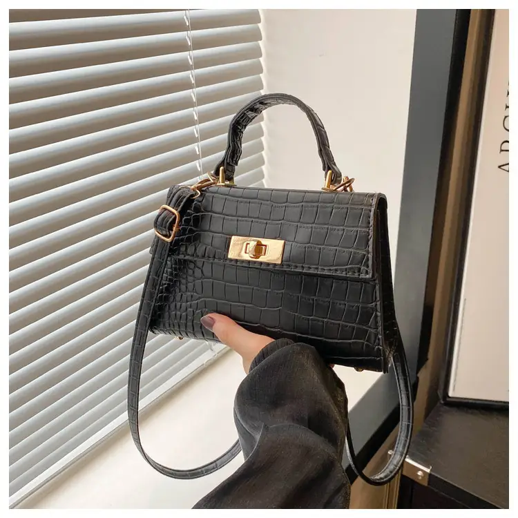 Trendy White Croc Texture Shoulder Bag for Women — feature 28