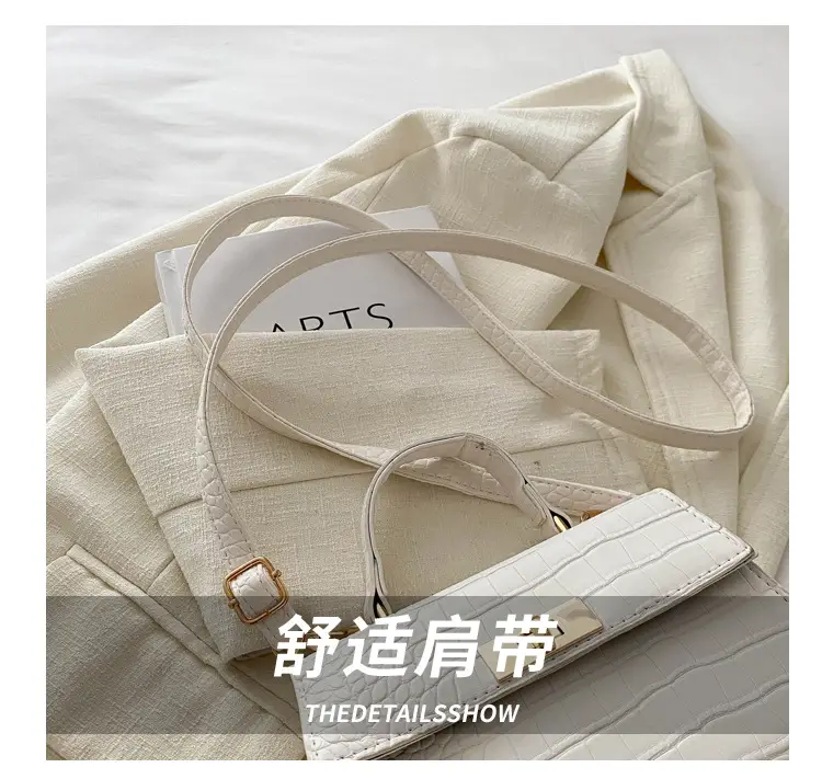 Trendy White Croc Texture Shoulder Bag for Women — feature 4