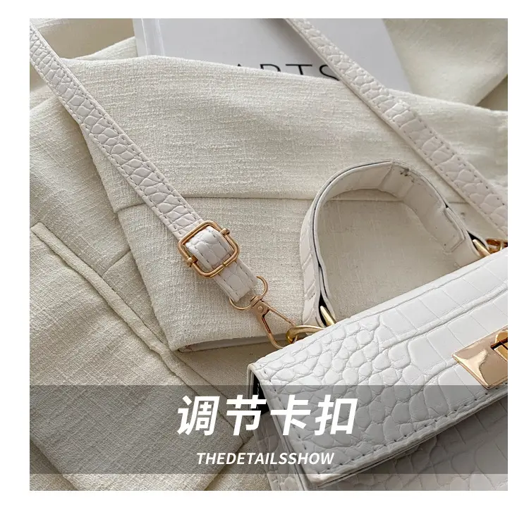 Trendy White Croc Texture Shoulder Bag for Women — feature 5