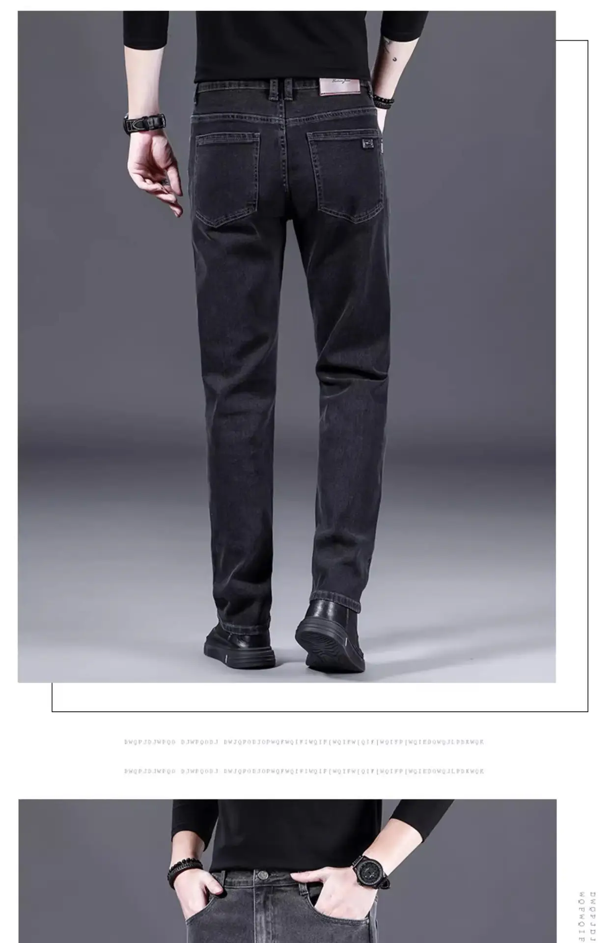 Men Slim Straight Leg Jeans Winter 2026 Grey — feature 7