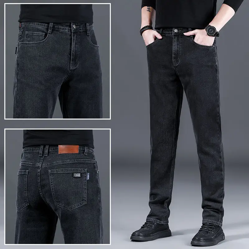 Men Slim Straight Leg Jeans Winter 2026 Grey - Image 3