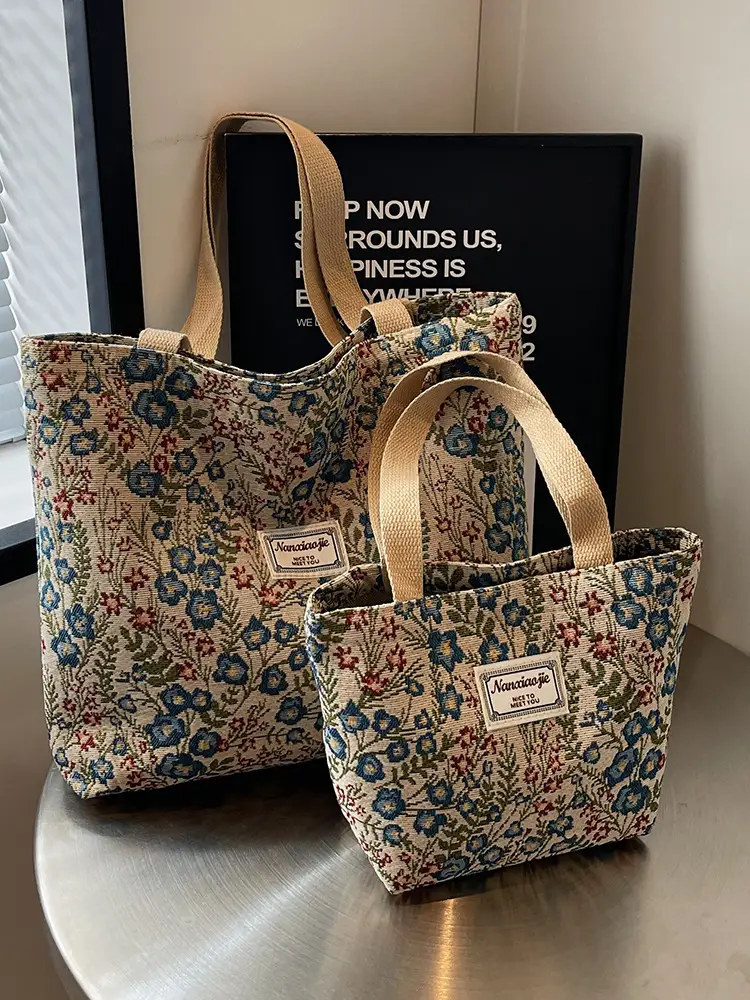 Large Capacity Floral Canvas Shoulder Bag for Women - Image 8