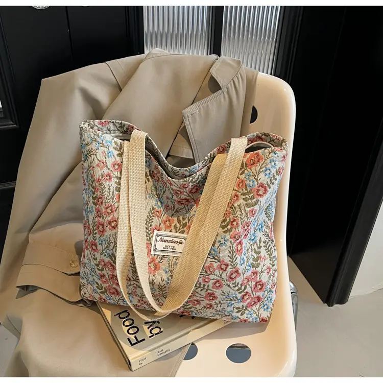 Large Capacity Floral Canvas Shoulder Bag for Women — feature 10
