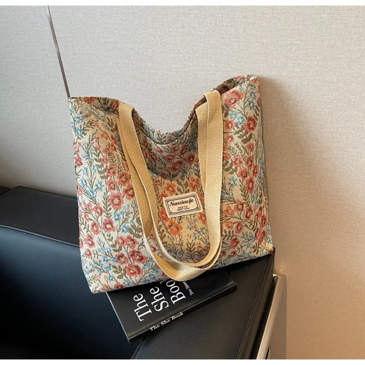 Large Capacity Floral Canvas Shoulder Bag for Women — feature 11