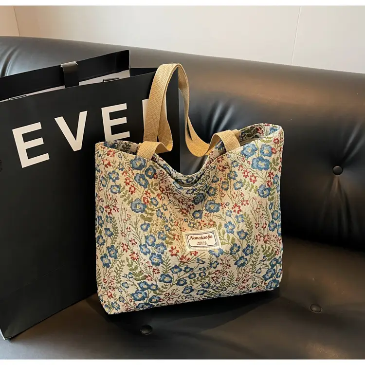 Large Capacity Floral Canvas Shoulder Bag for Women — feature 12