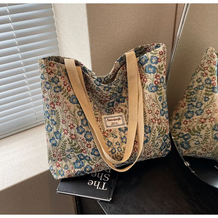 Large Capacity Floral Canvas Shoulder Bag for Women — feature 15