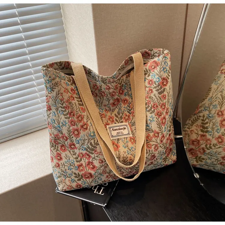 Large Capacity Floral Canvas Shoulder Bag for Women — feature 16