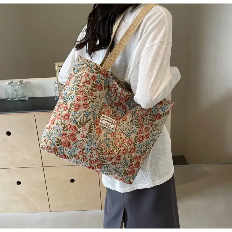 Large Capacity Floral Canvas Shoulder Bag for Women — feature 18