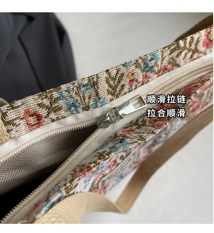 Large Capacity Floral Canvas Shoulder Bag for Women — feature 2