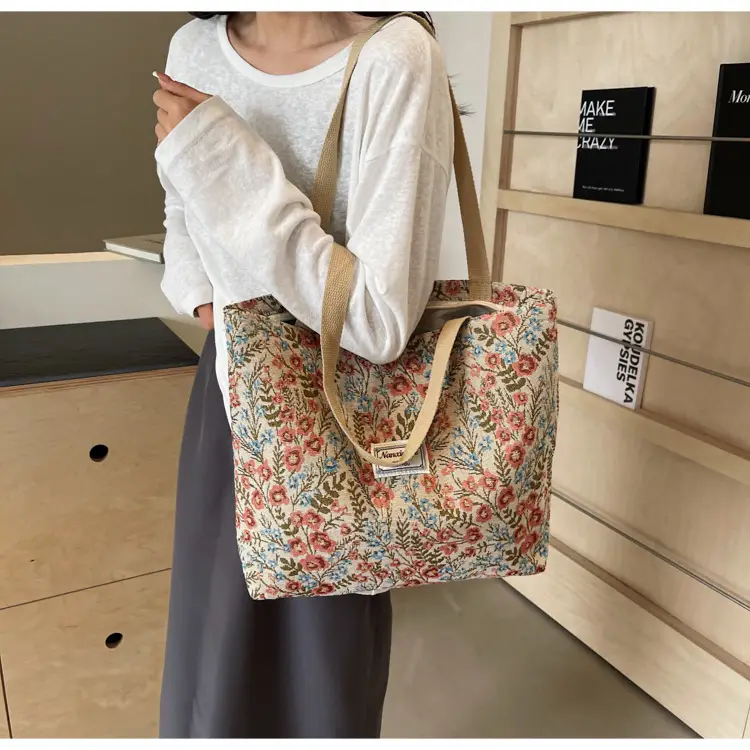 Large Capacity Floral Canvas Shoulder Bag for Women — feature 20