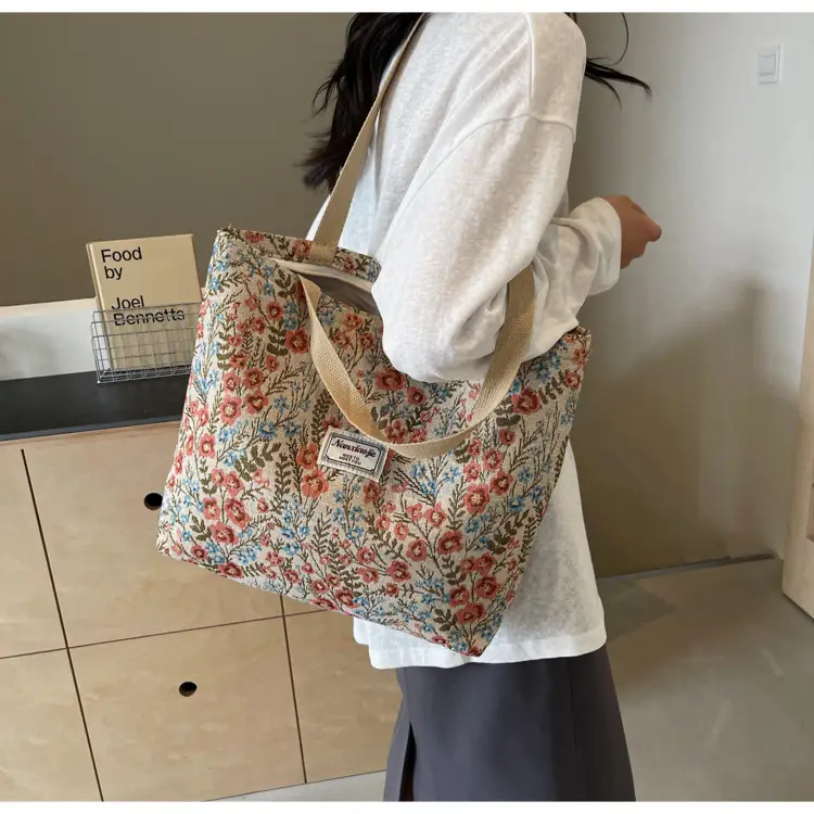 Large Capacity Floral Canvas Shoulder Bag for Women — feature 21