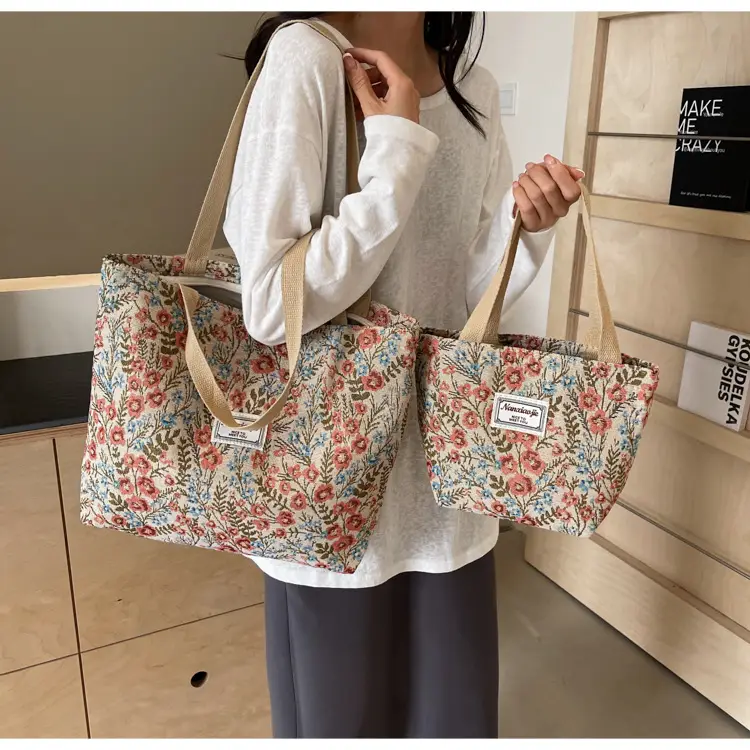 Large Capacity Floral Canvas Shoulder Bag for Women — feature 22