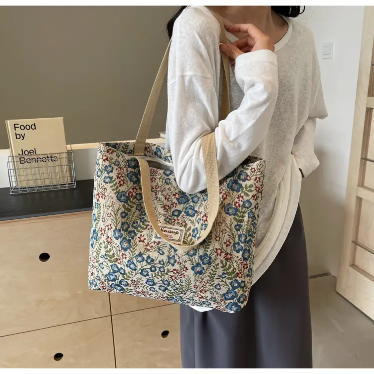 Large Capacity Floral Canvas Shoulder Bag for Women — feature 25