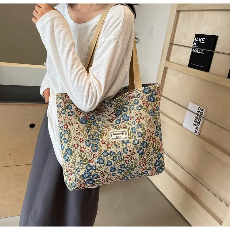 Large Capacity Floral Canvas Shoulder Bag for Women — feature 26