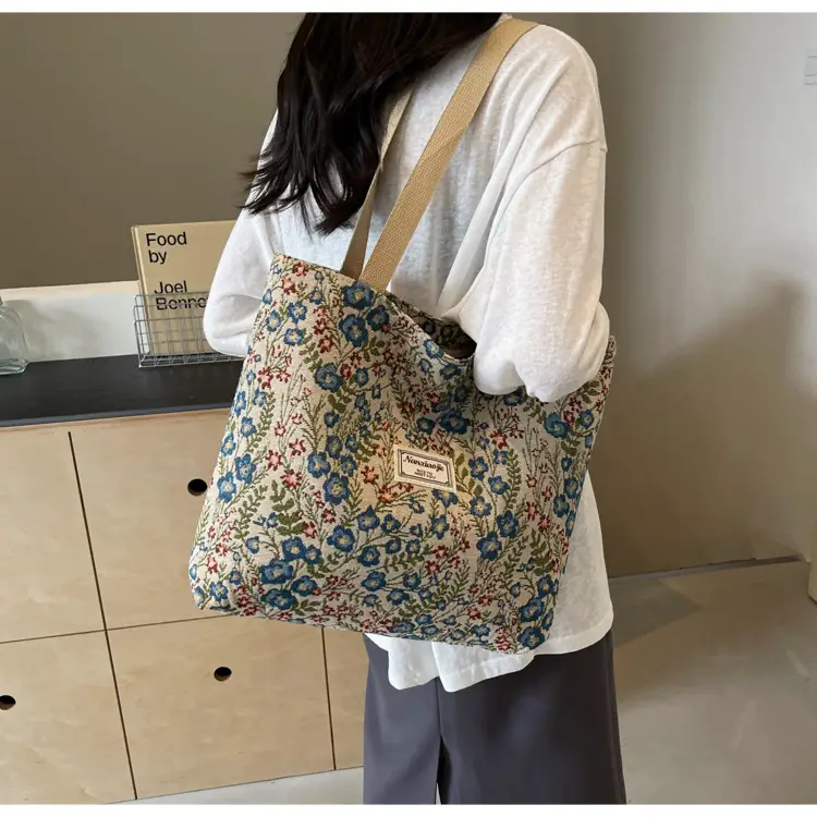 Large Capacity Floral Canvas Shoulder Bag for Women — feature 27