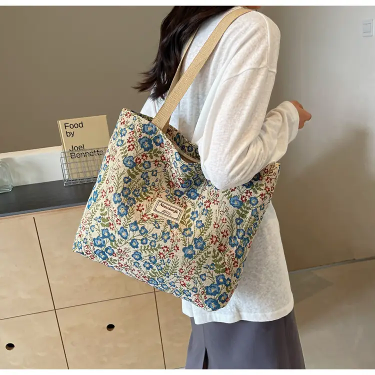Large Capacity Floral Canvas Shoulder Bag for Women — feature 28