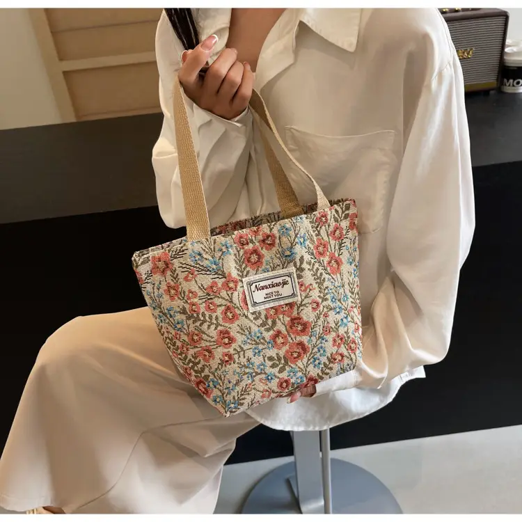 Large Capacity Floral Canvas Shoulder Bag for Women — feature 30