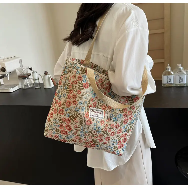 Large Capacity Floral Canvas Shoulder Bag for Women — feature 32