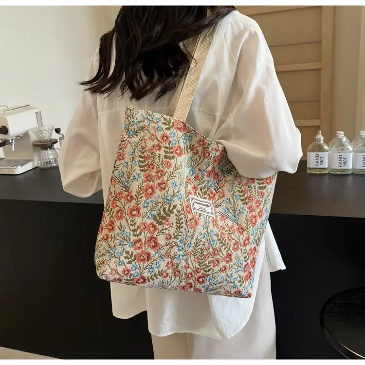 Large Capacity Floral Canvas Shoulder Bag for Women — feature 34