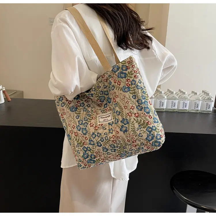 Large Capacity Floral Canvas Shoulder Bag for Women — feature 37