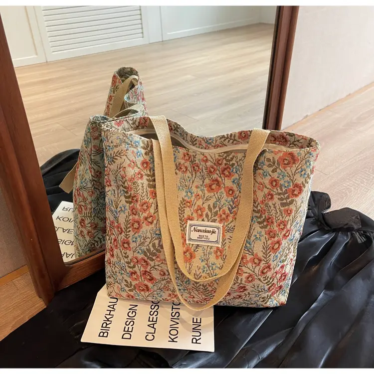Large Capacity Floral Canvas Shoulder Bag for Women — feature 42