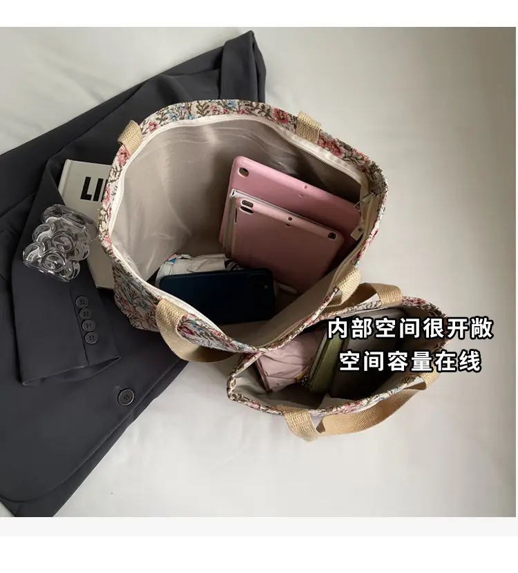 Large Capacity Floral Canvas Shoulder Bag for Women — feature 6