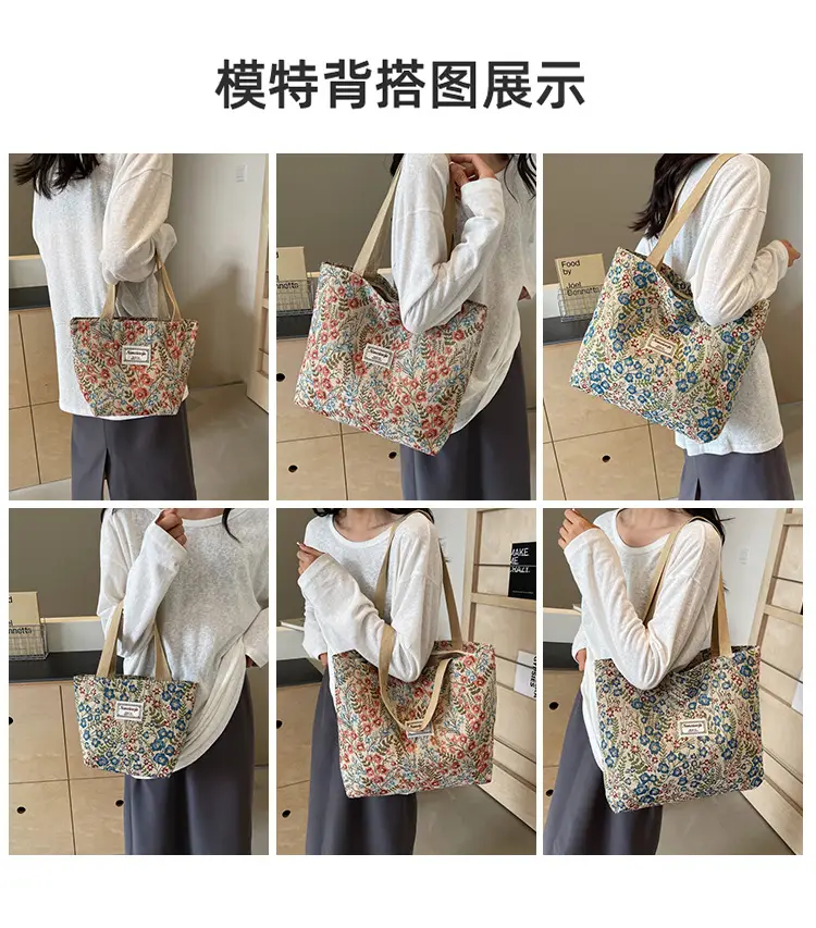 Large Capacity Floral Canvas Shoulder Bag for Women — feature 7