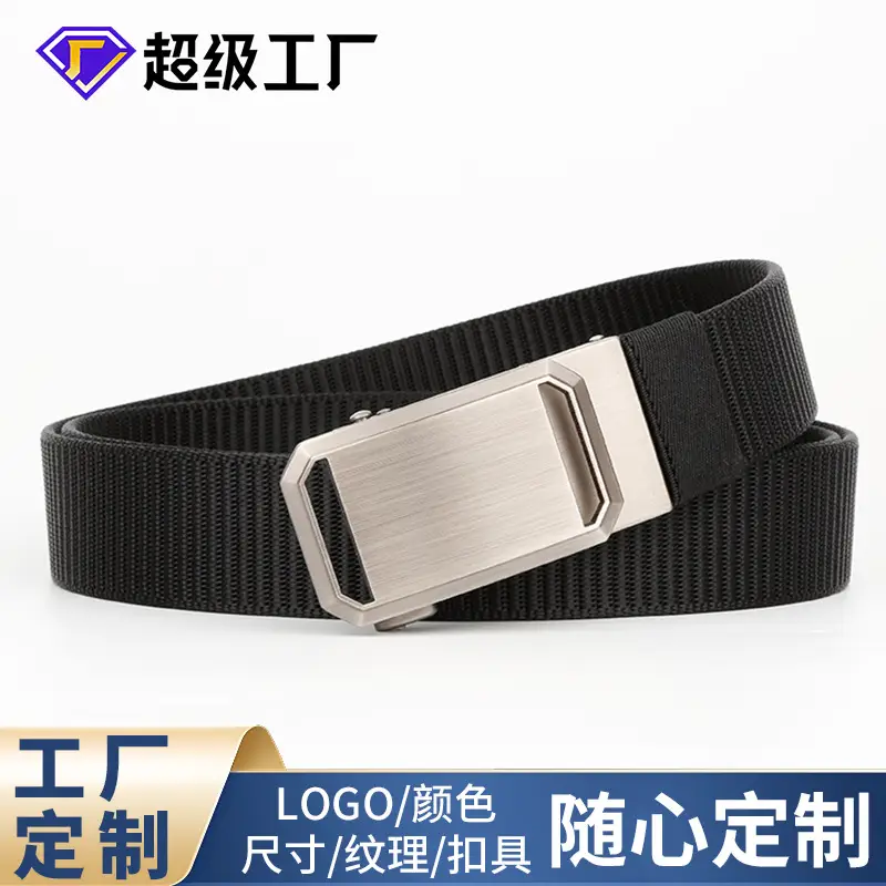 Men's Black Canvas Belt with Silver Buckle - Image 8