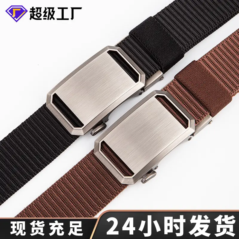 Men's Black Canvas Belt with Silver Buckle - Image 9