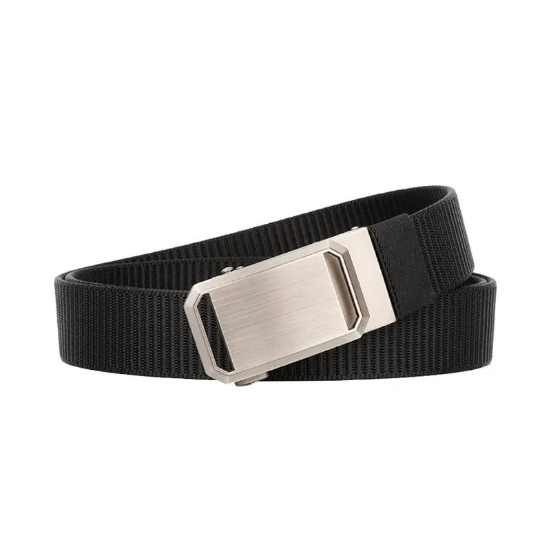 Men's Black Canvas Belt with Silver Buckle - Image 12