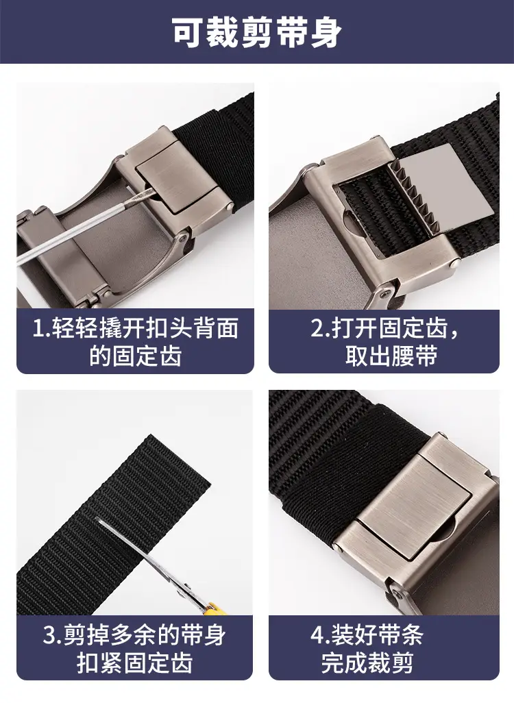 Men's Black Canvas Belt with Silver Buckle — feature 12