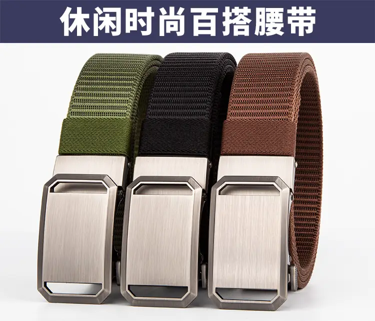 Men's Black Canvas Belt with Silver Buckle — feature 5