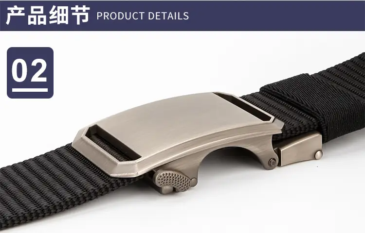 Men's Black Canvas Belt with Silver Buckle — feature 9